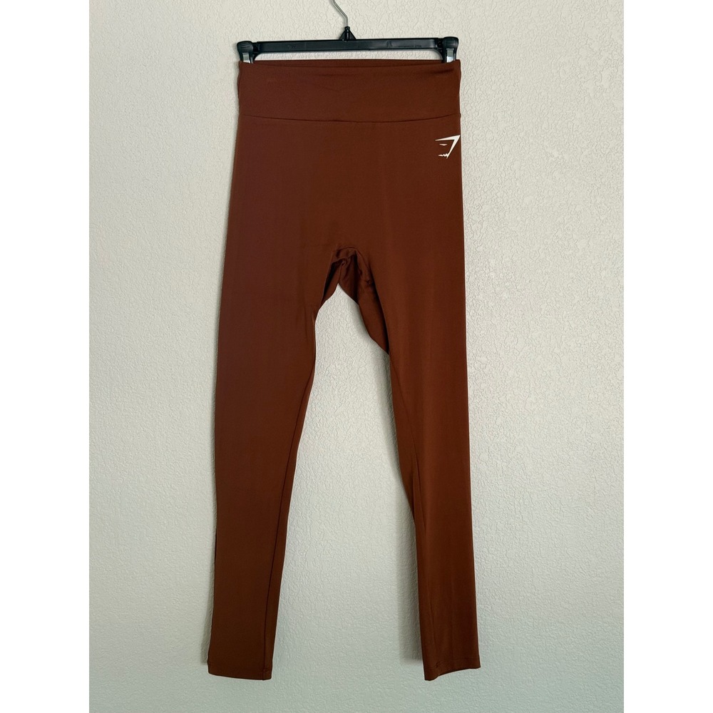 Gymshark Womens Rust Brown High Waisted Scrunch Bum Leggings Yoga Pants S/M?